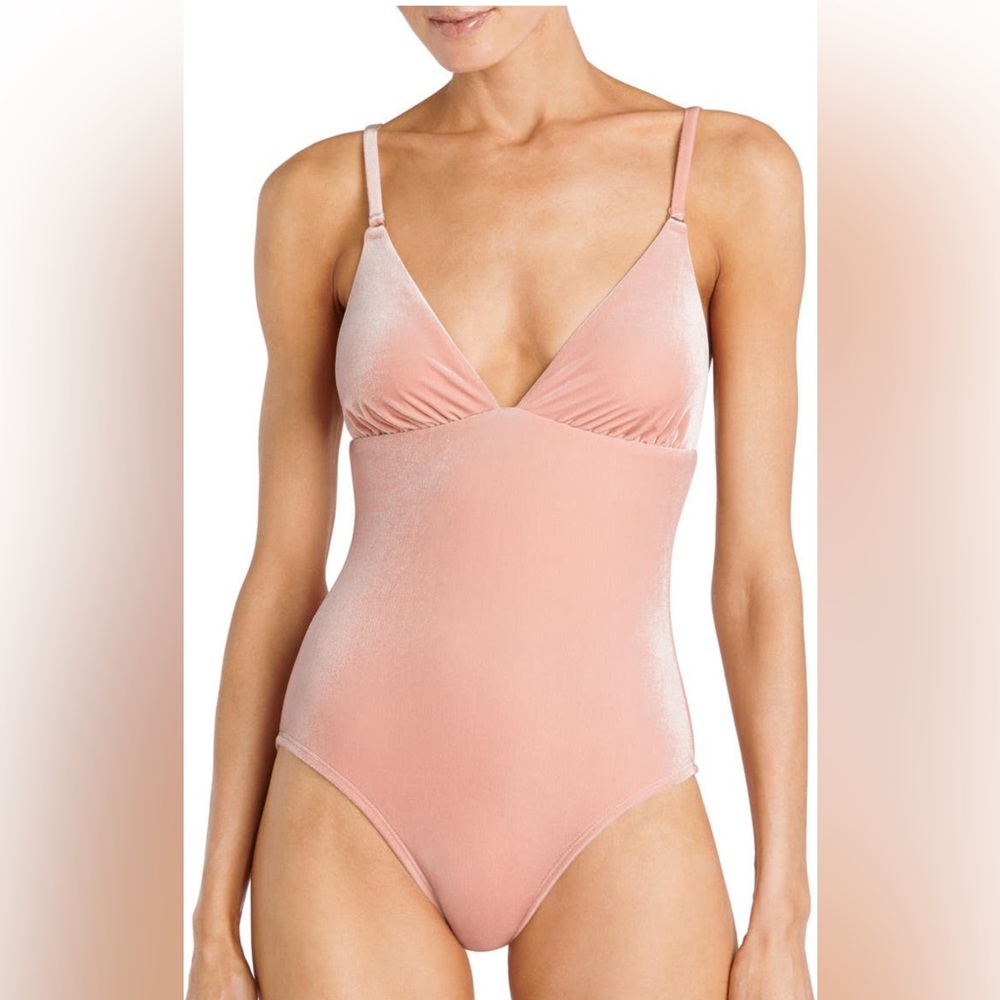 Robin Piccone Roxy Triangle One-piece Swimsuit, Blush Color, Size 8, $178